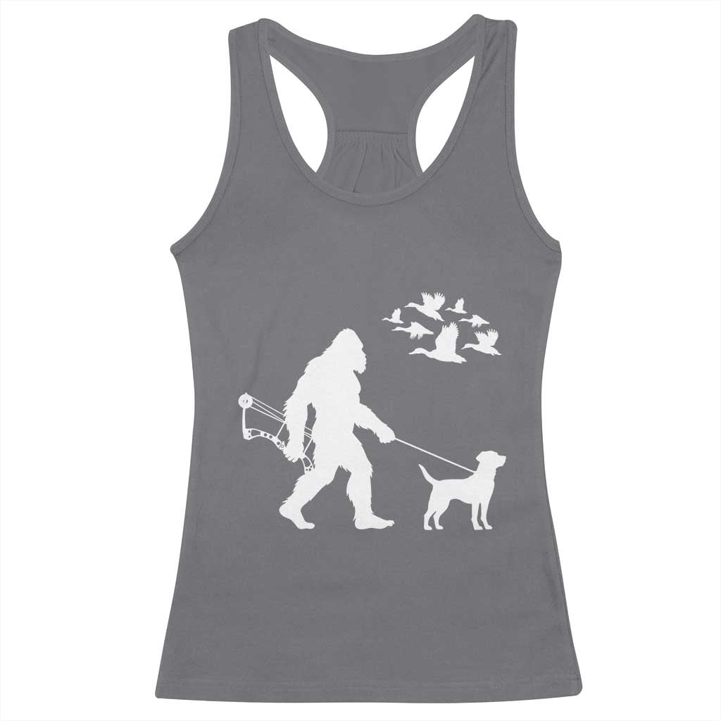 Funny Bow Hunter Racerback Tank Top Bigfoot Walking Labrador Hunting Dog Gift - Wonder Print Shop