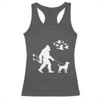 Funny Bow Hunter Racerback Tank Top Bigfoot Walking Labrador Hunting Dog Gift - Wonder Print Shop