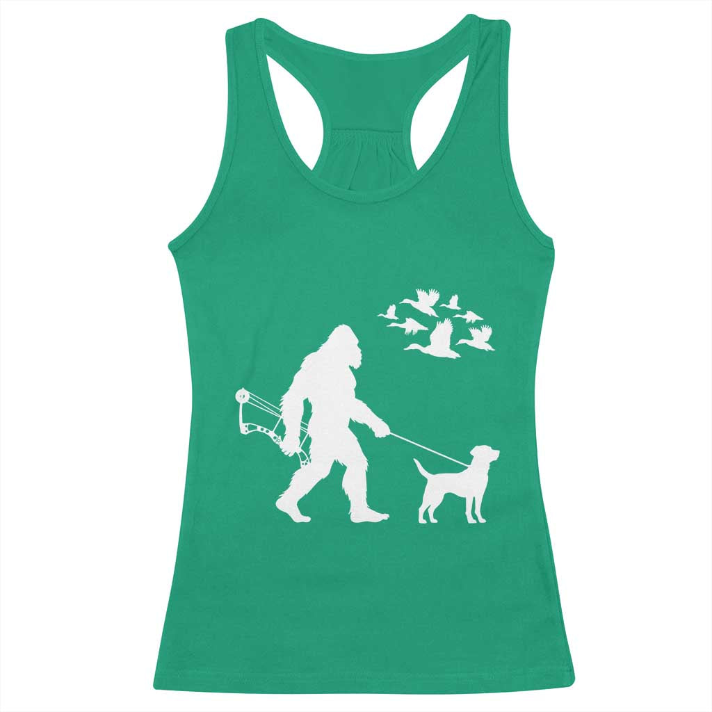 Funny Bow Hunter Racerback Tank Top Bigfoot Walking Labrador Hunting Dog Gift - Wonder Print Shop