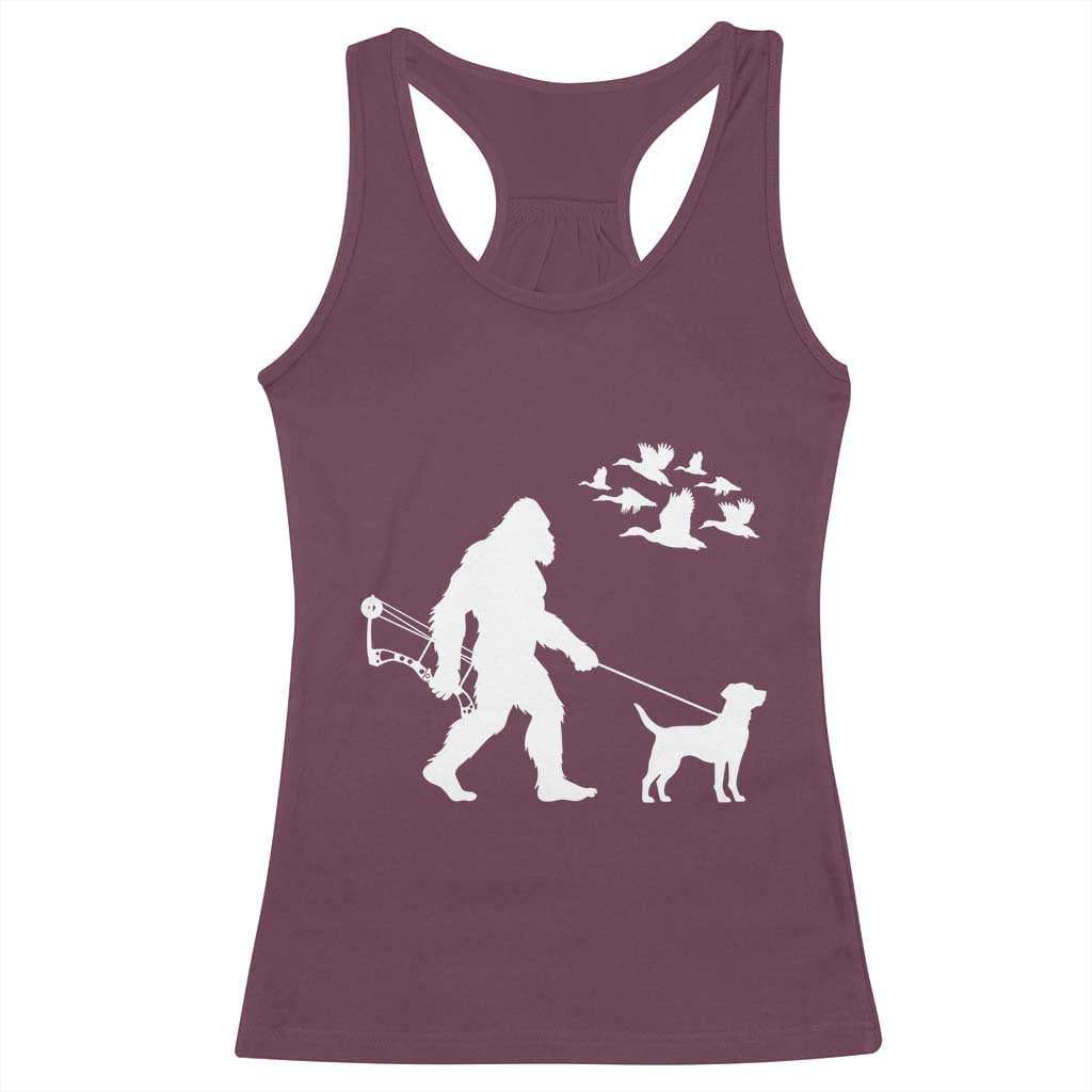 Funny Bow Hunter Racerback Tank Top Bigfoot Walking Labrador Hunting Dog Gift - Wonder Print Shop