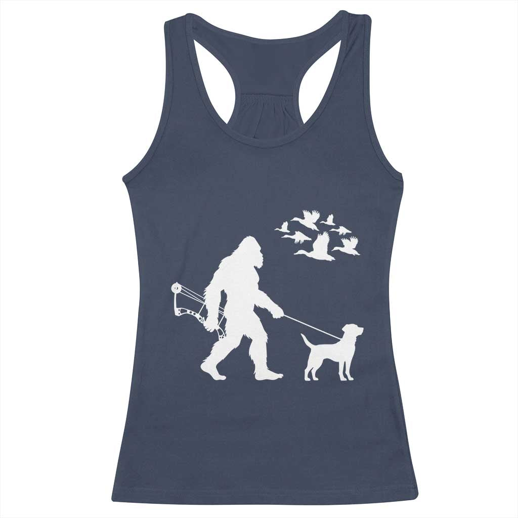Funny Bow Hunter Racerback Tank Top Bigfoot Walking Labrador Hunting Dog Gift - Wonder Print Shop