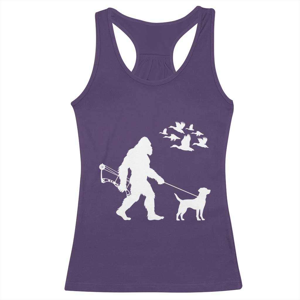 Funny Bow Hunter Racerback Tank Top Bigfoot Walking Labrador Hunting Dog Gift - Wonder Print Shop