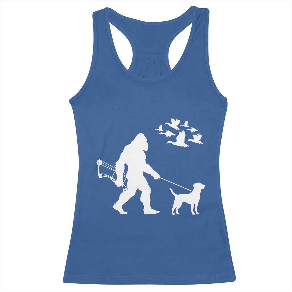 Funny Bow Hunter Racerback Tank Top Bigfoot Walking Labrador Hunting Dog Gift - Wonder Print Shop