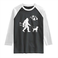 Funny Bow Hunter Raglan Shirt Bigfoot Walking Labrador Hunting Dog Gift - Wonder Print Shop