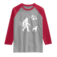 Funny Bow Hunter Raglan Shirt Bigfoot Walking Labrador Hunting Dog Gift - Wonder Print Shop