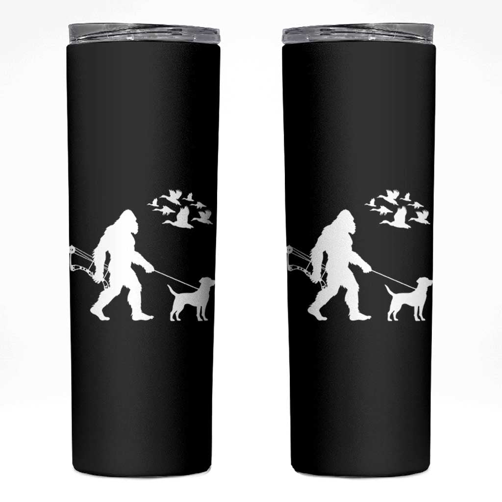 Funny Bow Hunter Skinny Tumbler Bigfoot Walking Labrador Hunting Dog Gift - Wonder Print Shop