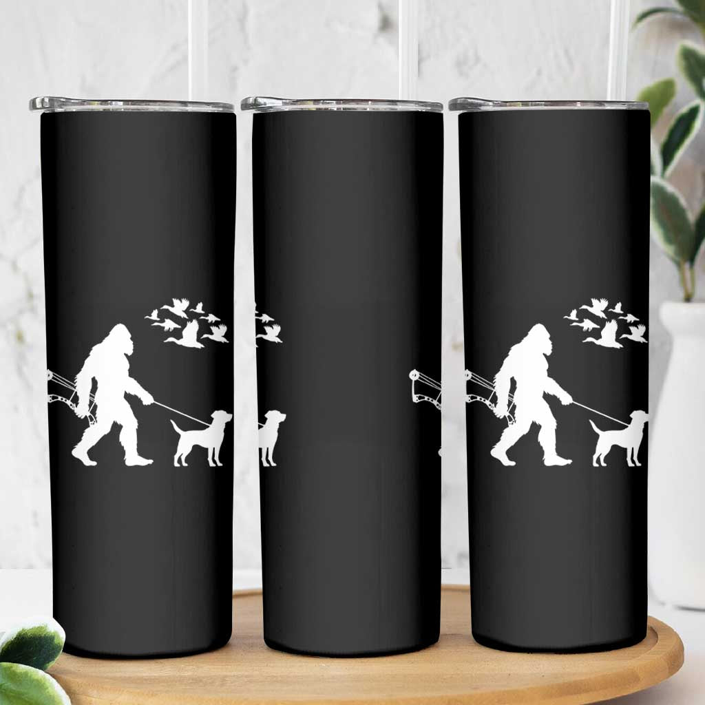 Funny Bow Hunter Skinny Tumbler Bigfoot Walking Labrador Hunting Dog Gift - Wonder Print Shop