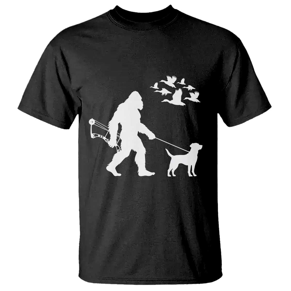 Funny Bow Hunter T Shirt Bigfoot Walking Labrador Hunting Dog Gift - Wonder Print Shop