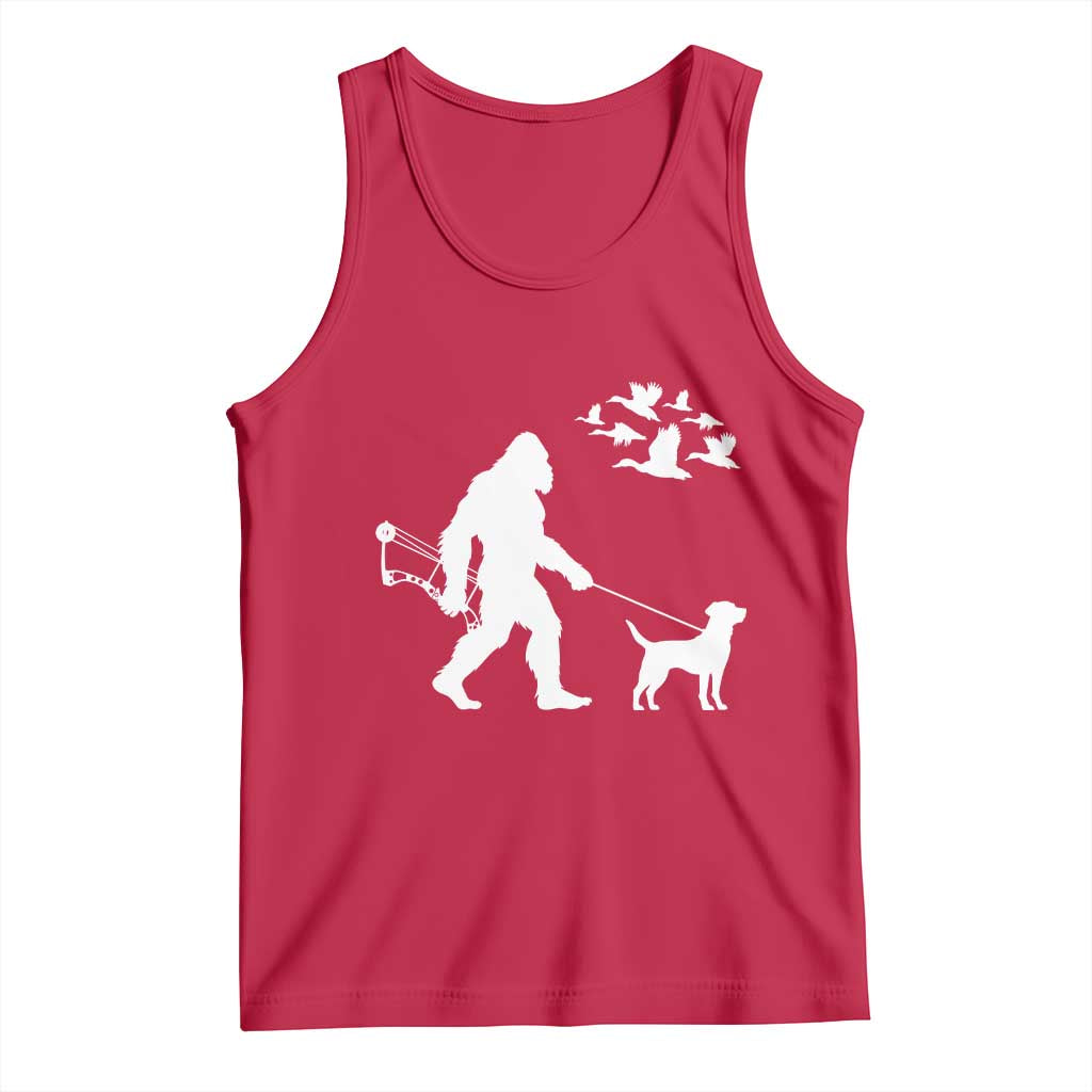 Funny Bow Hunter Tank Top Bigfoot Walking Labrador Hunting Dog Gift - Wonder Print Shop