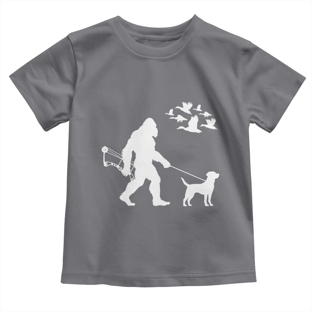 Funny Bow Hunter Toddler T Shirt Bigfoot Walking Labrador Hunting Dog Gift - Wonder Print Shop