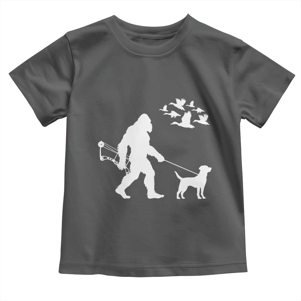 Funny Bow Hunter Toddler T Shirt Bigfoot Walking Labrador Hunting Dog Gift - Wonder Print Shop