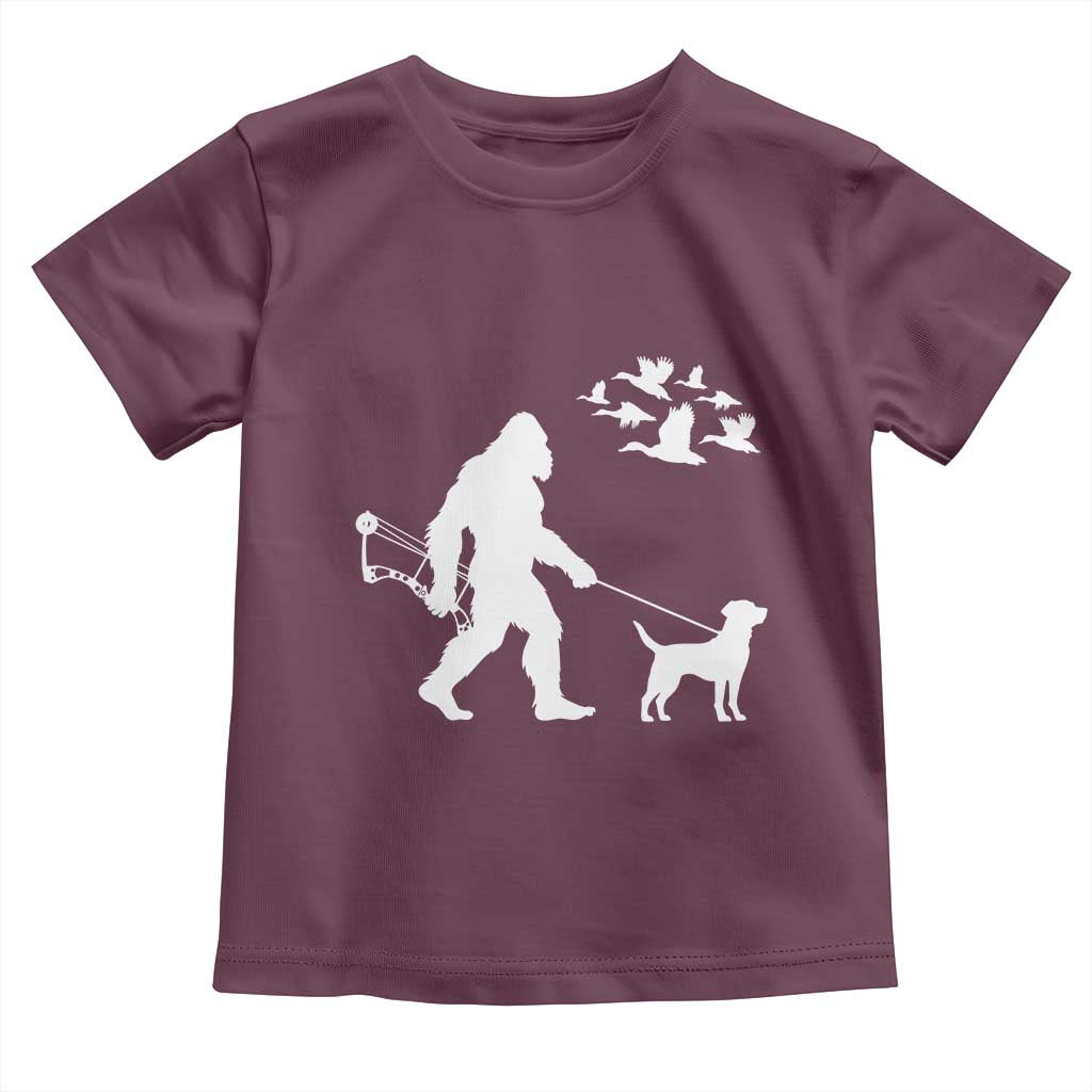 Funny Bow Hunter Toddler T Shirt Bigfoot Walking Labrador Hunting Dog Gift - Wonder Print Shop