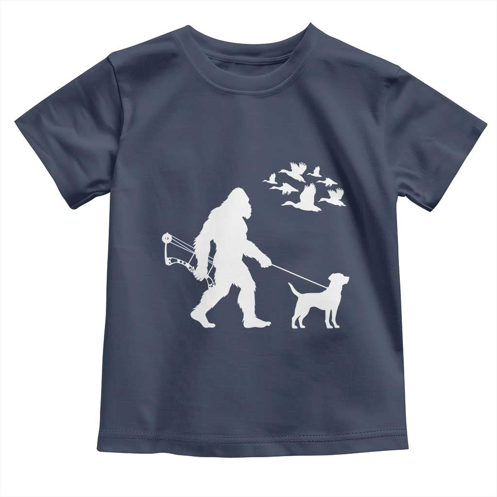 Funny Bow Hunter Toddler T Shirt Bigfoot Walking Labrador Hunting Dog Gift - Wonder Print Shop