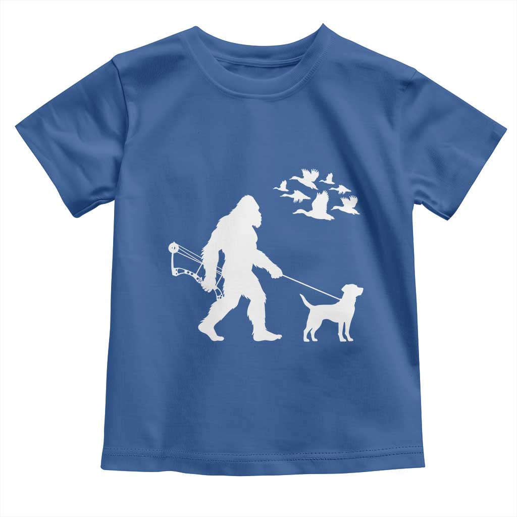 Funny Bow Hunter Toddler T Shirt Bigfoot Walking Labrador Hunting Dog Gift - Wonder Print Shop