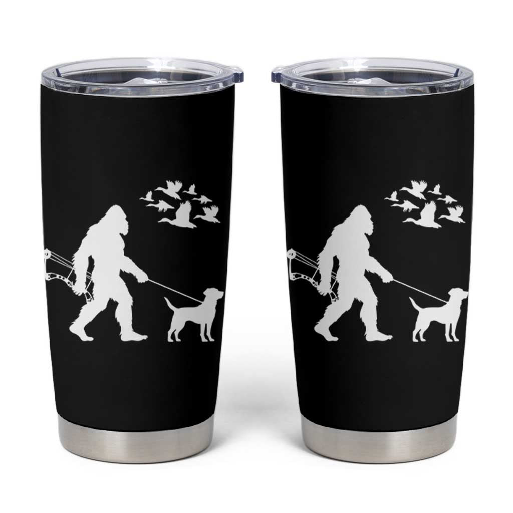 Funny Bow Hunter Tumbler Cup Bigfoot Walking Labrador Hunting Dog Gift - Wonder Print Shop