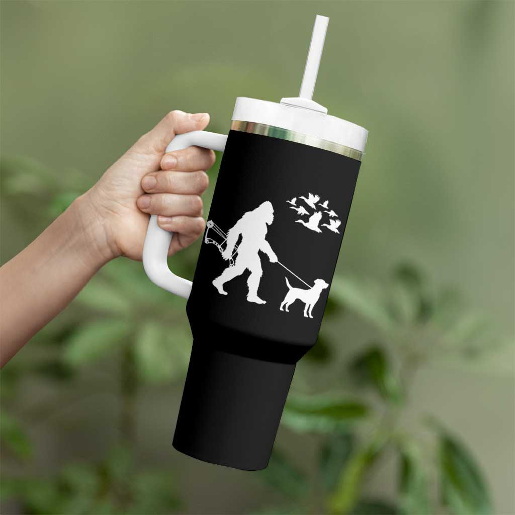 Funny Bow Hunter Tumbler With Handle Bigfoot Walking Labrador Hunting Dog Gift - Wonder Print Shop