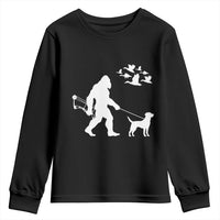 Funny Bow Hunter Youth Sweatshirt Bigfoot Walking Labrador Hunting Dog Gift - Wonder Print Shop