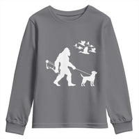 Funny Bow Hunter Youth Sweatshirt Bigfoot Walking Labrador Hunting Dog Gift - Wonder Print Shop