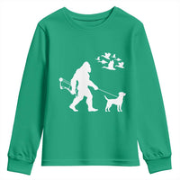 Funny Bow Hunter Youth Sweatshirt Bigfoot Walking Labrador Hunting Dog Gift - Wonder Print Shop