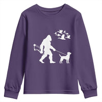 Funny Bow Hunter Youth Sweatshirt Bigfoot Walking Labrador Hunting Dog Gift - Wonder Print Shop