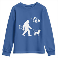 Funny Bow Hunter Youth Sweatshirt Bigfoot Walking Labrador Hunting Dog Gift - Wonder Print Shop