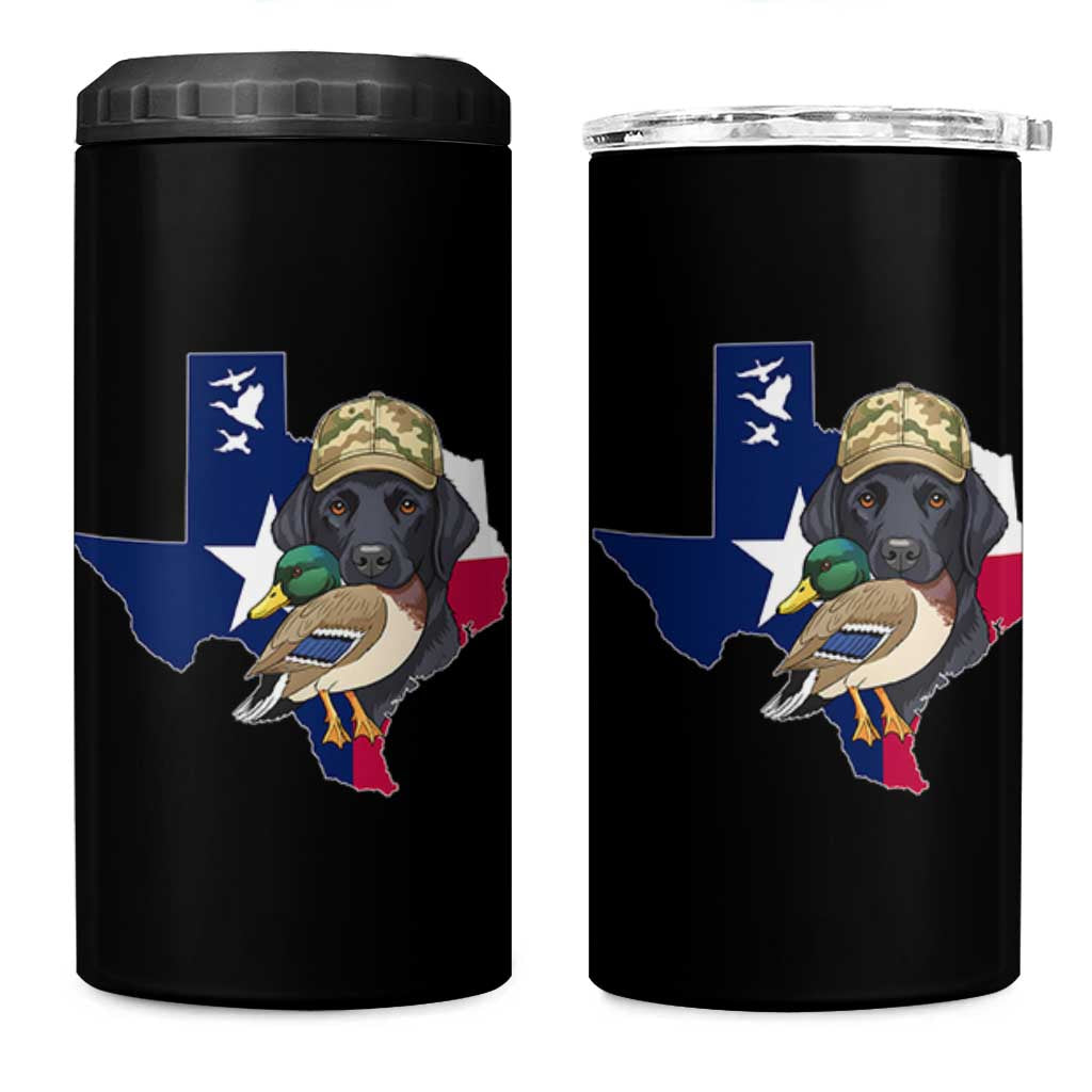 Funny Texas Duck Hunting Season 4 in 1 Can Cooler Tumbler Black Labrador Hunter Gift - Wonder Print Shop