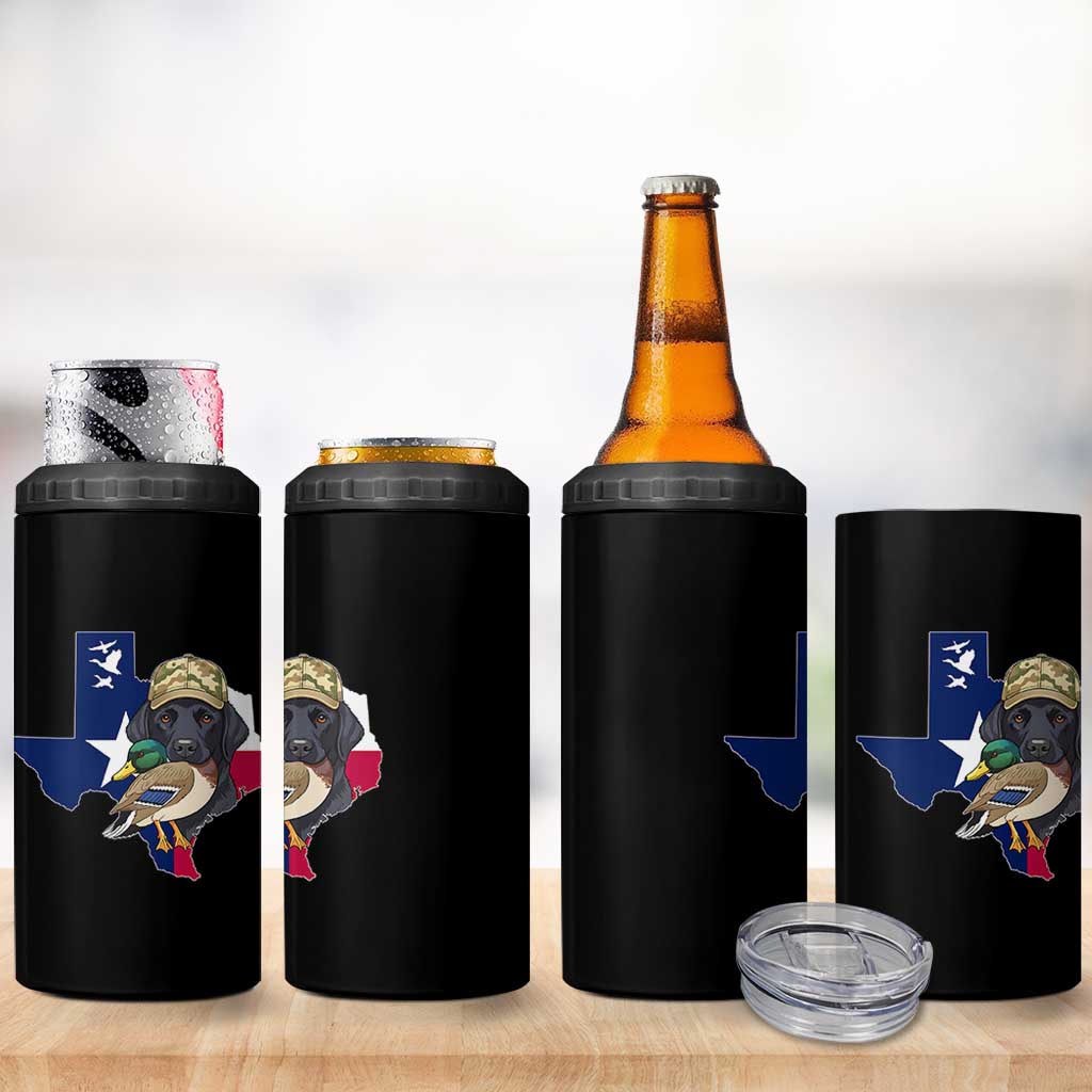 Funny Texas Duck Hunting Season 4 in 1 Can Cooler Tumbler Black Labrador Hunter Gift - Wonder Print Shop