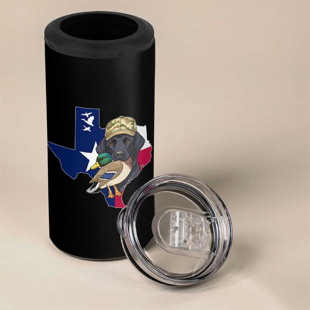 Funny Texas Duck Hunting Season 4 in 1 Can Cooler Tumbler Black Labrador Hunter Gift - Wonder Print Shop