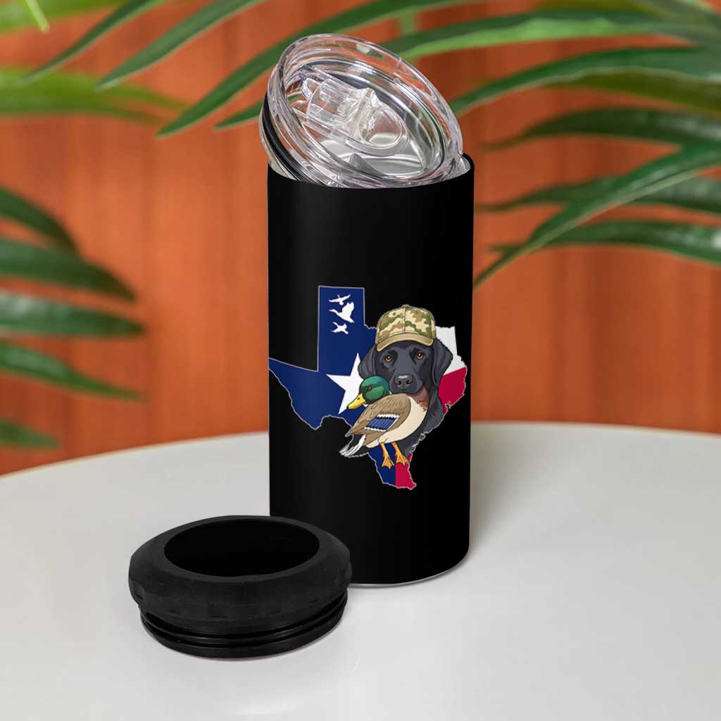 Funny Texas Duck Hunting Season 4 in 1 Can Cooler Tumbler Black Labrador Hunter Gift - Wonder Print Shop
