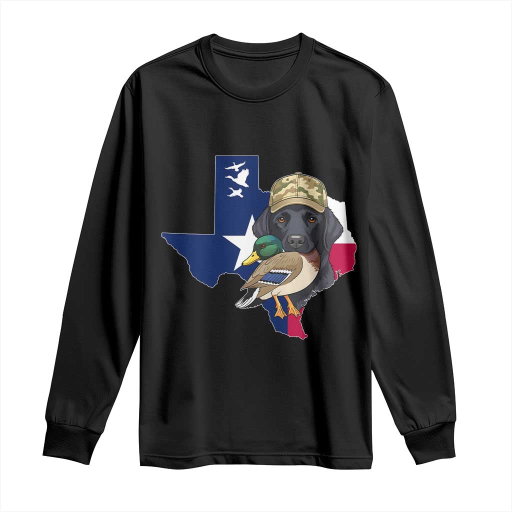 Funny Texas Duck Hunting Season Long Sleeve Shirt Black Labrador Hunter Gift - Wonder Print Shop