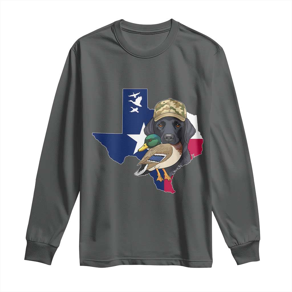 Funny Texas Duck Hunting Season Long Sleeve Shirt Black Labrador Hunter Gift - Wonder Print Shop