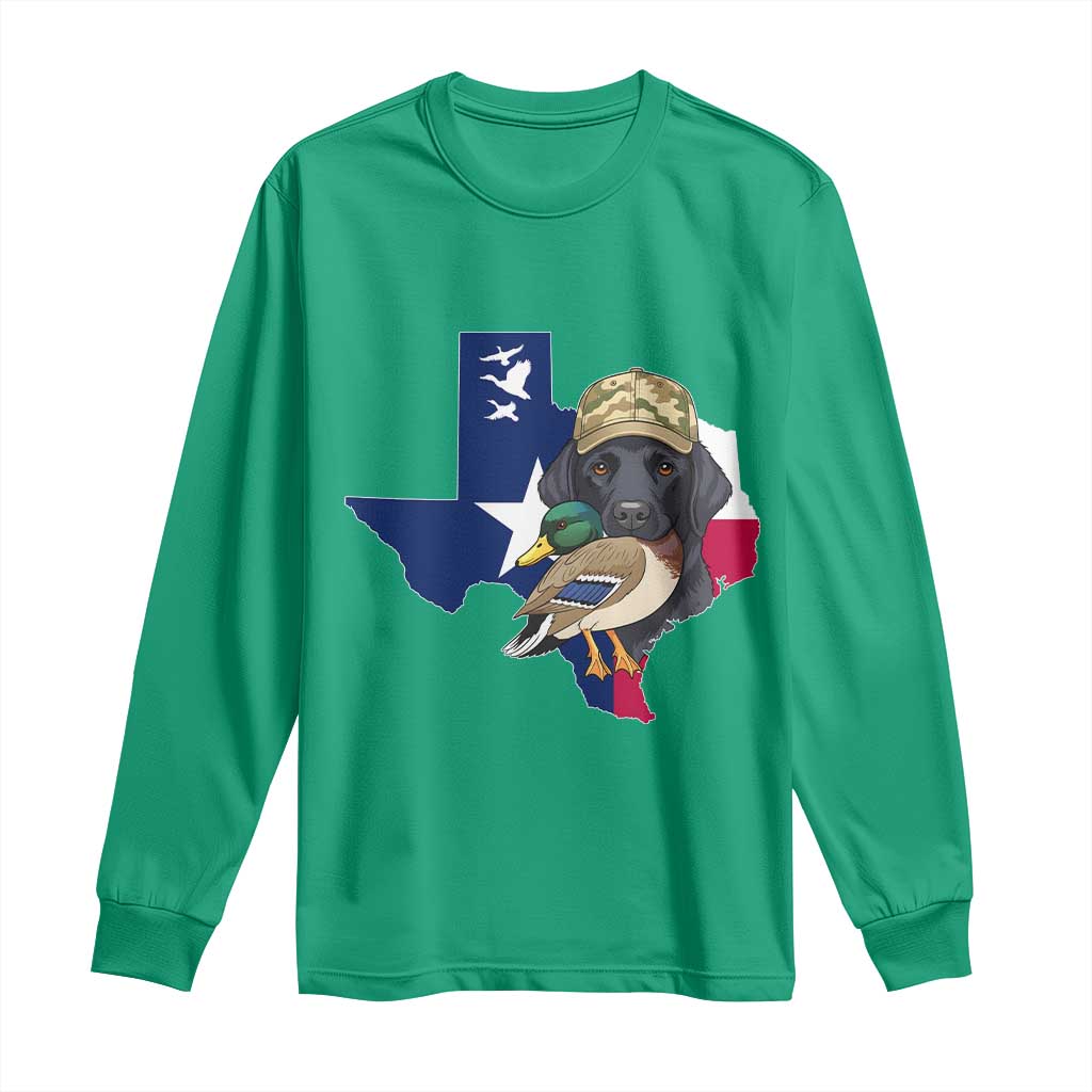 Funny Texas Duck Hunting Season Long Sleeve Shirt Black Labrador Hunter Gift - Wonder Print Shop