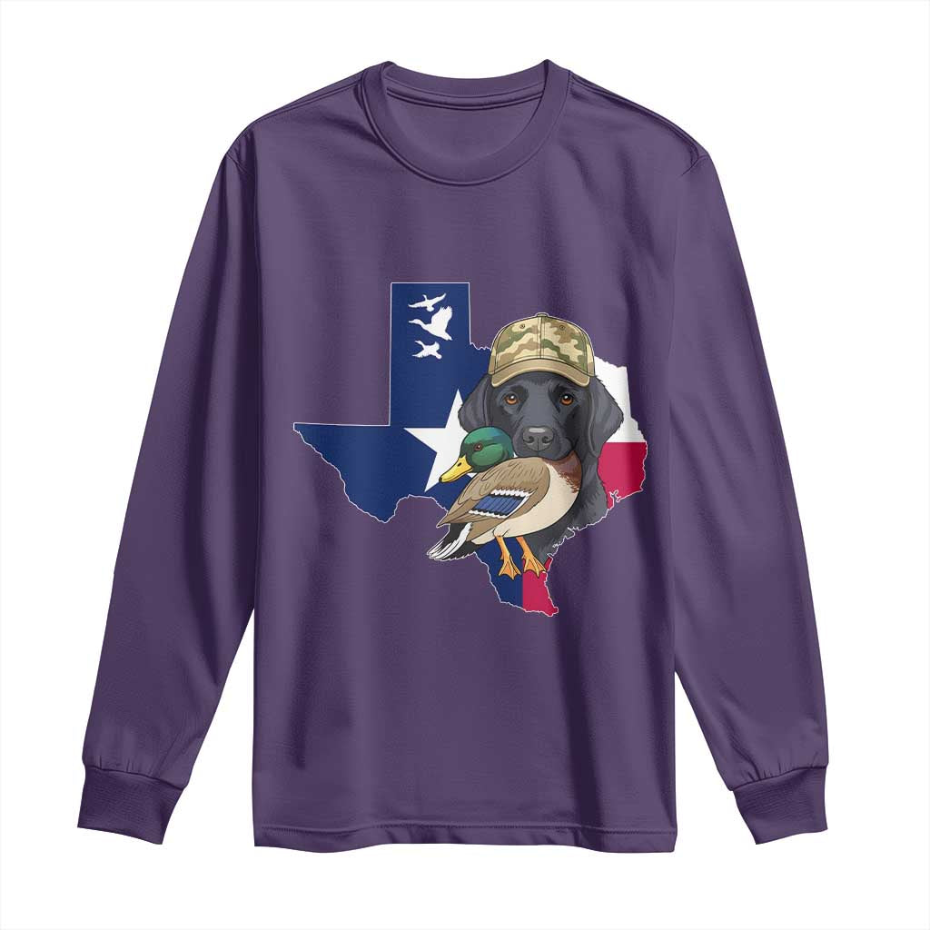 Funny Texas Duck Hunting Season Long Sleeve Shirt Black Labrador Hunter Gift - Wonder Print Shop