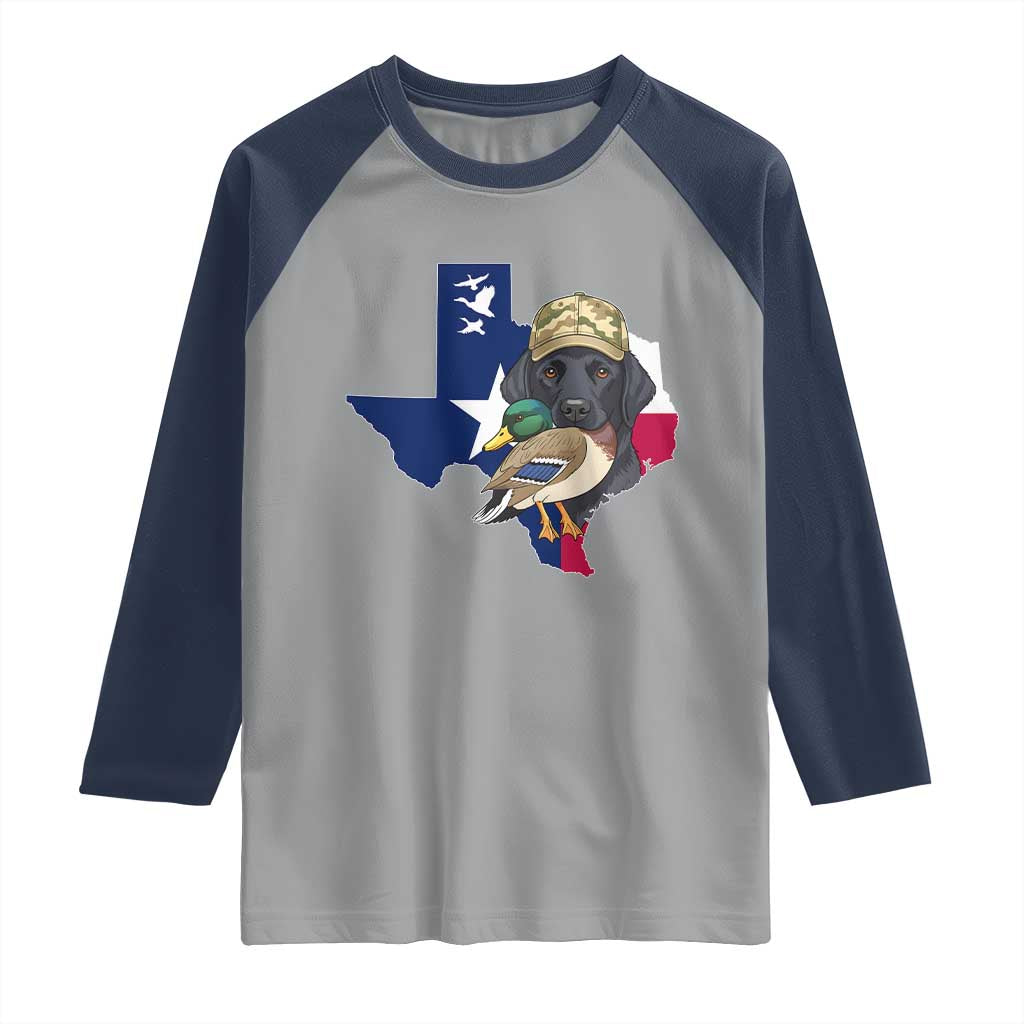 Funny Texas Duck Hunting Season Raglan Shirt Black Labrador Hunter Gift - Wonder Print Shop