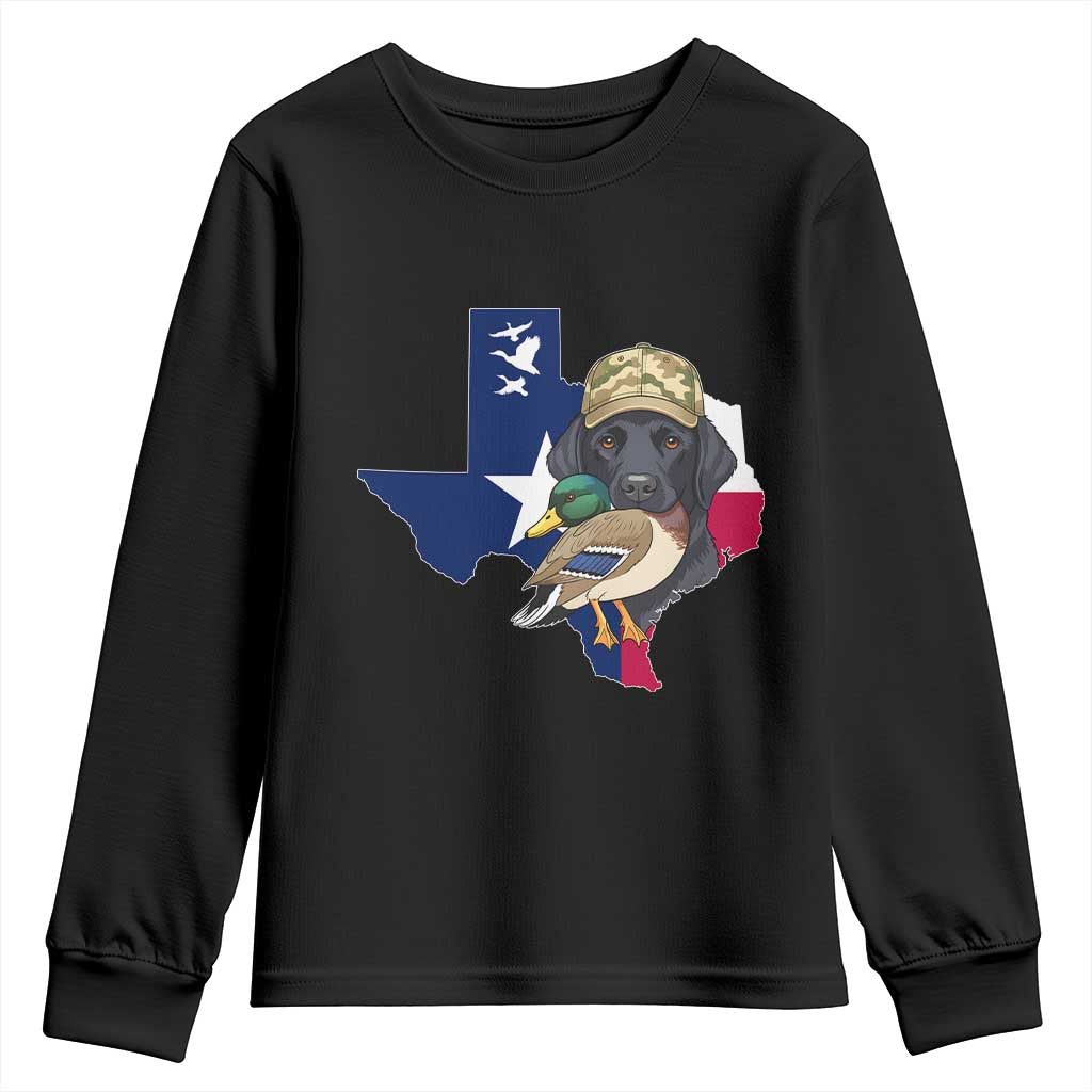 Funny Texas Duck Hunting Season Youth Sweatshirt Black Labrador Hunter Gift - Wonder Print Shop