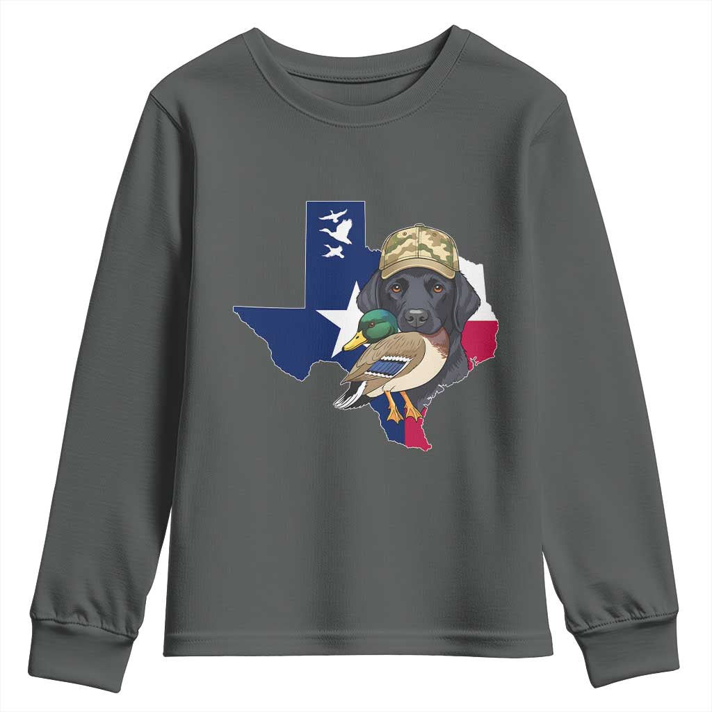 Funny Texas Duck Hunting Season Youth Sweatshirt Black Labrador Hunter Gift - Wonder Print Shop