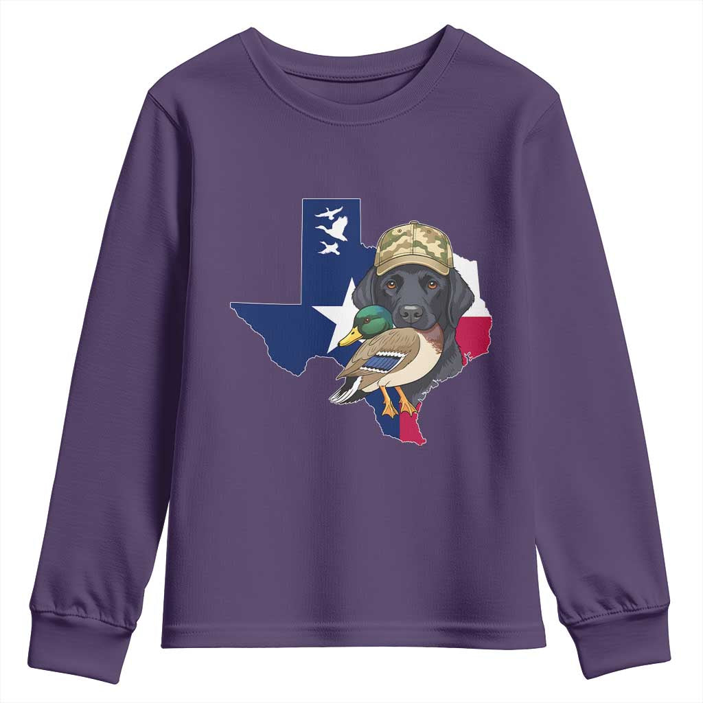 Funny Texas Duck Hunting Season Youth Sweatshirt Black Labrador Hunter Gift - Wonder Print Shop