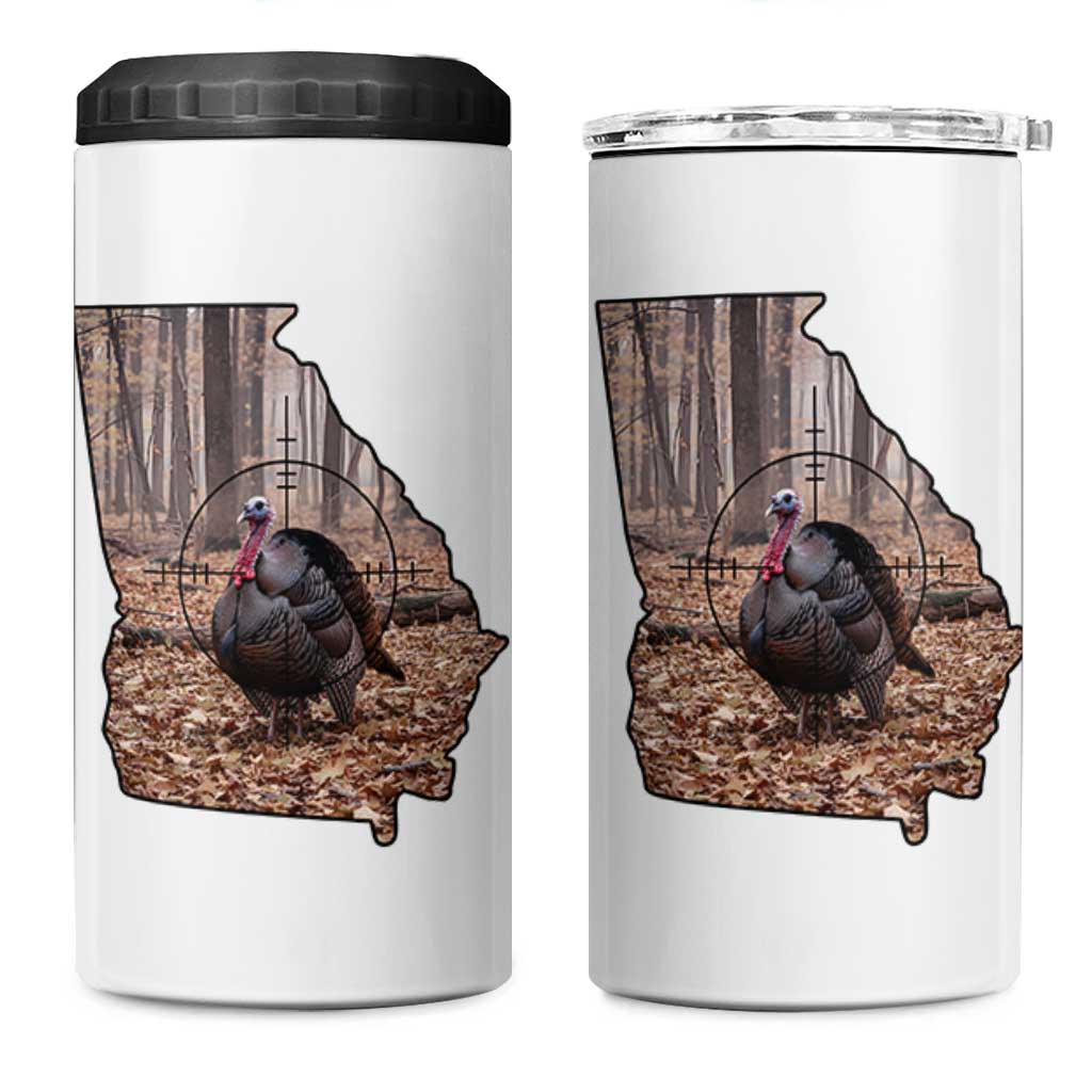 Georgia Turkey Hunting 4 in 1 Can Cooler Tumbler Camo American Flag Hunter Gift - Wonder Print Shop