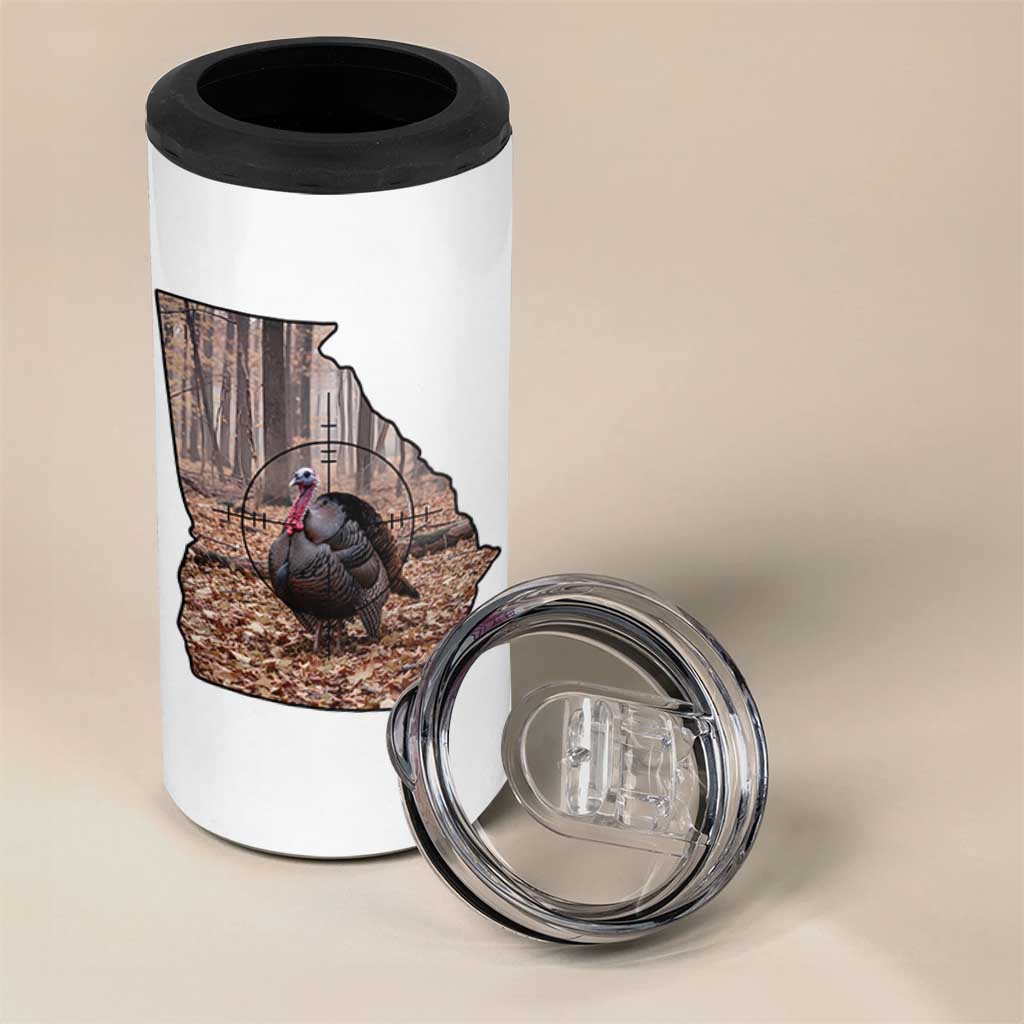 Georgia Turkey Hunting 4 in 1 Can Cooler Tumbler Camo American Flag Hunter Gift - Wonder Print Shop