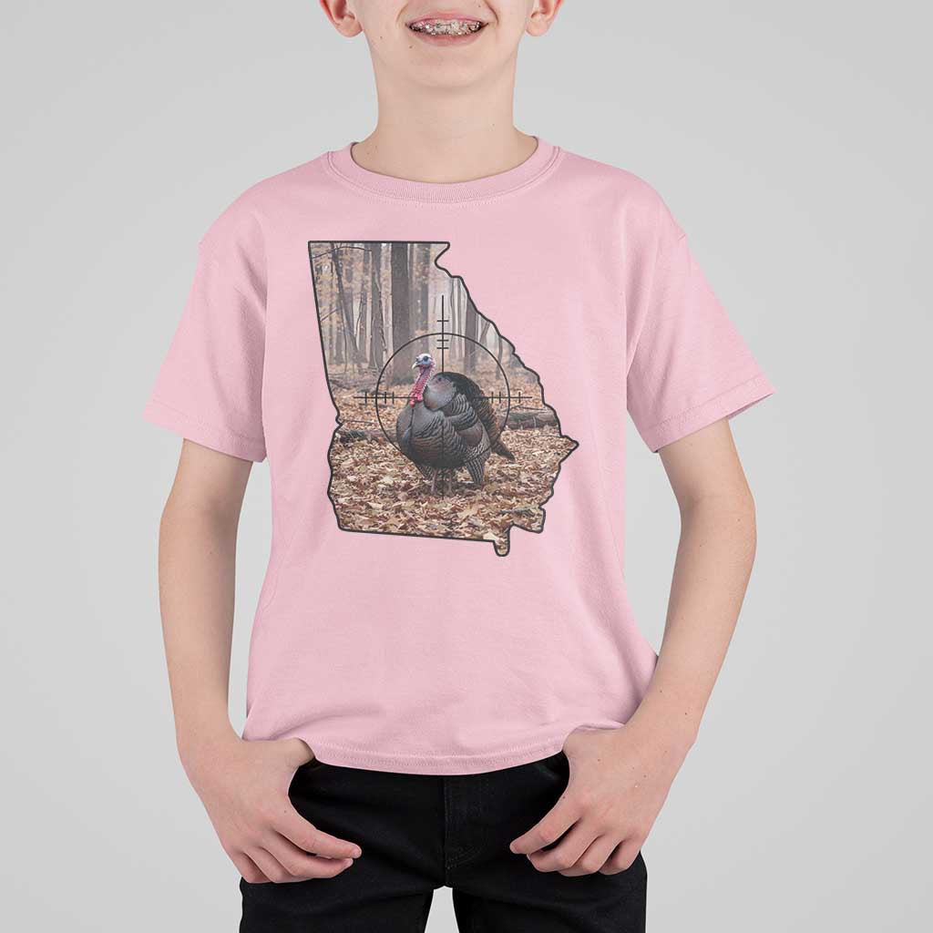 Georgia Turkey Hunting T Shirt For Kid Camo American Flag Hunter Gift - Wonder Print Shop