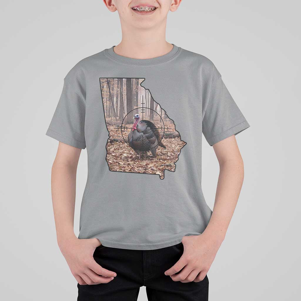 Georgia Turkey Hunting T Shirt For Kid Camo American Flag Hunter Gift - Wonder Print Shop