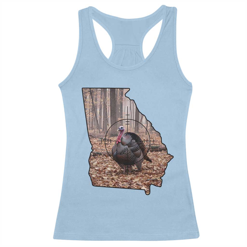 Georgia Turkey Hunting Racerback Tank Top Camo American Flag Hunter Gift - Wonder Print Shop