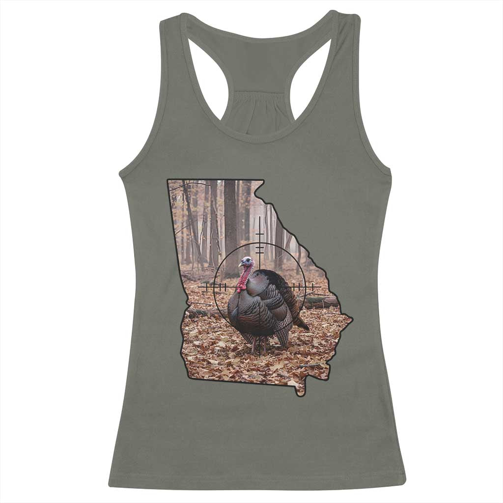 Georgia Turkey Hunting Racerback Tank Top Camo American Flag Hunter Gift - Wonder Print Shop