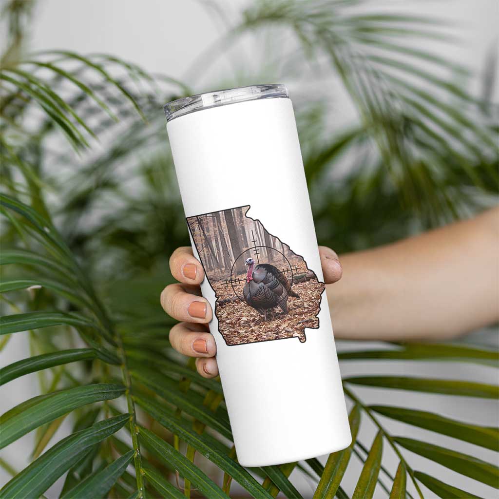 Georgia Turkey Hunting Skinny Tumbler Camo American Flag Hunter Gift - Wonder Print Shop