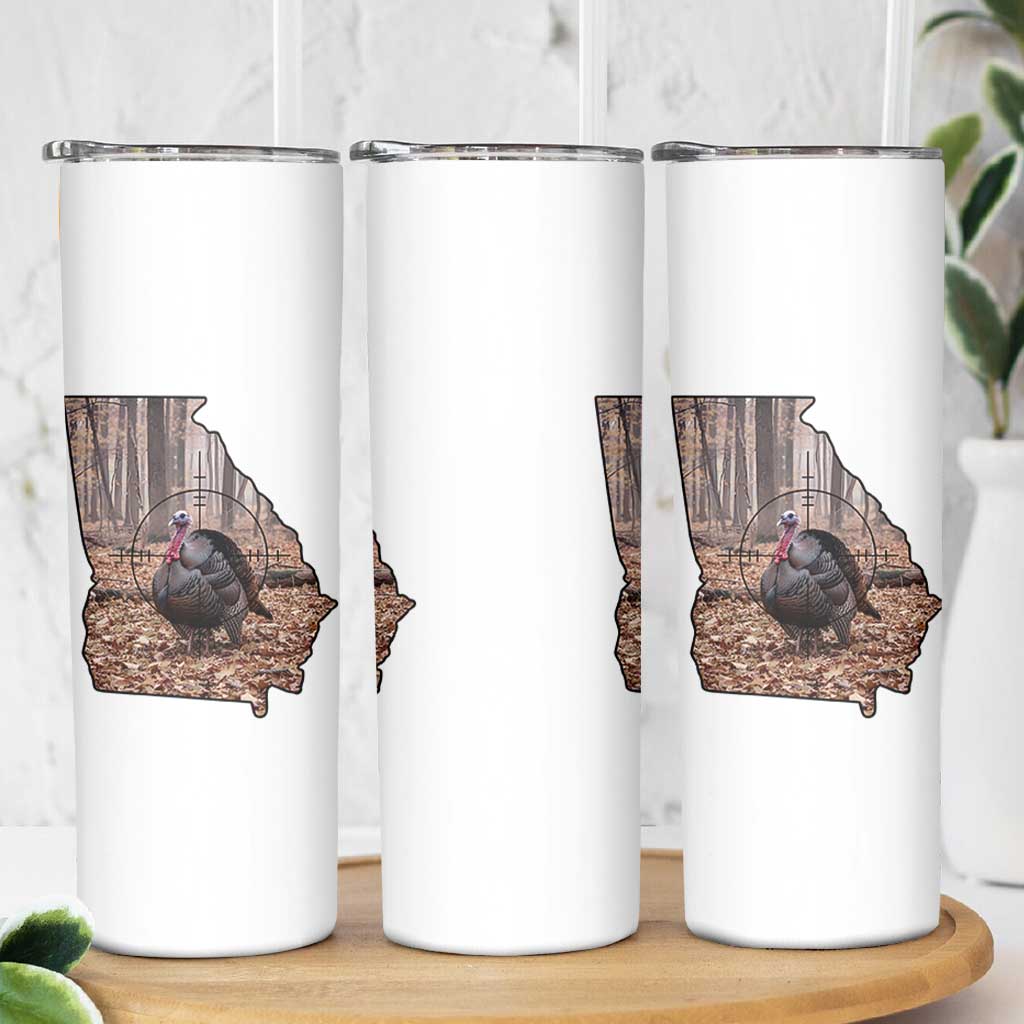 Georgia Turkey Hunting Skinny Tumbler Camo American Flag Hunter Gift - Wonder Print Shop