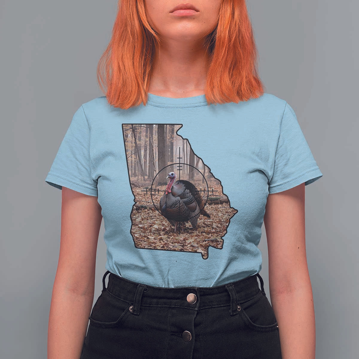 Georgia Turkey Hunting T Shirt For Women Camo American Flag Hunter Gift - Wonder Print Shop