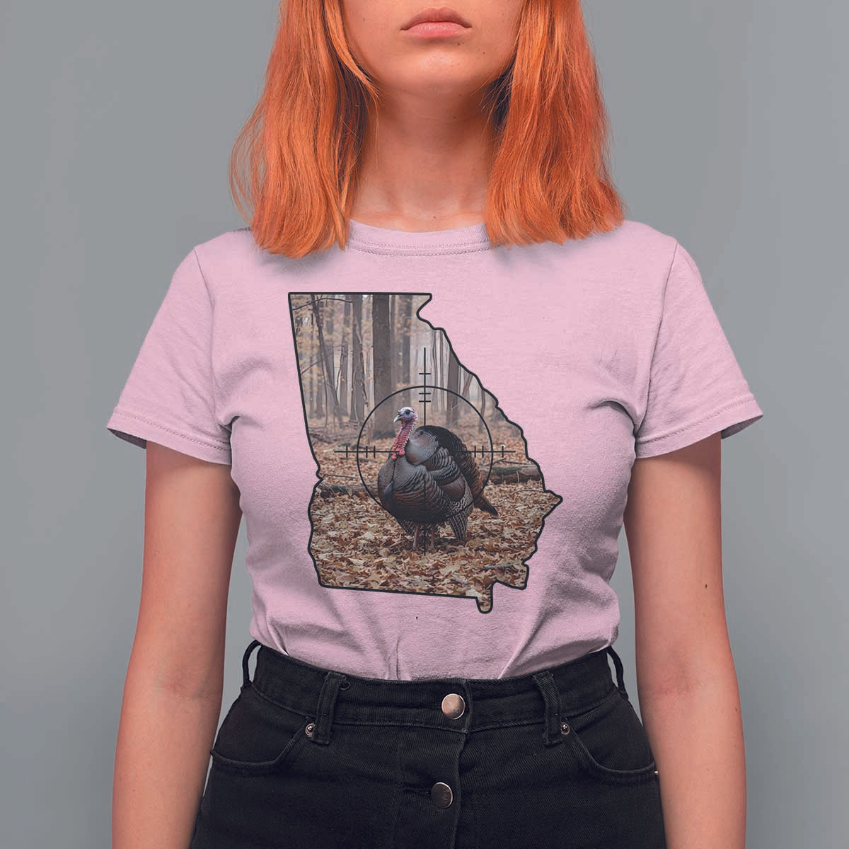 Georgia Turkey Hunting T Shirt For Women Camo American Flag Hunter Gift - Wonder Print Shop