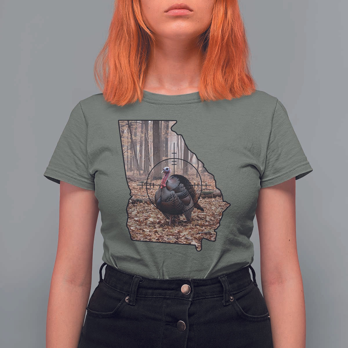Georgia Turkey Hunting T Shirt For Women Camo American Flag Hunter Gift - Wonder Print Shop