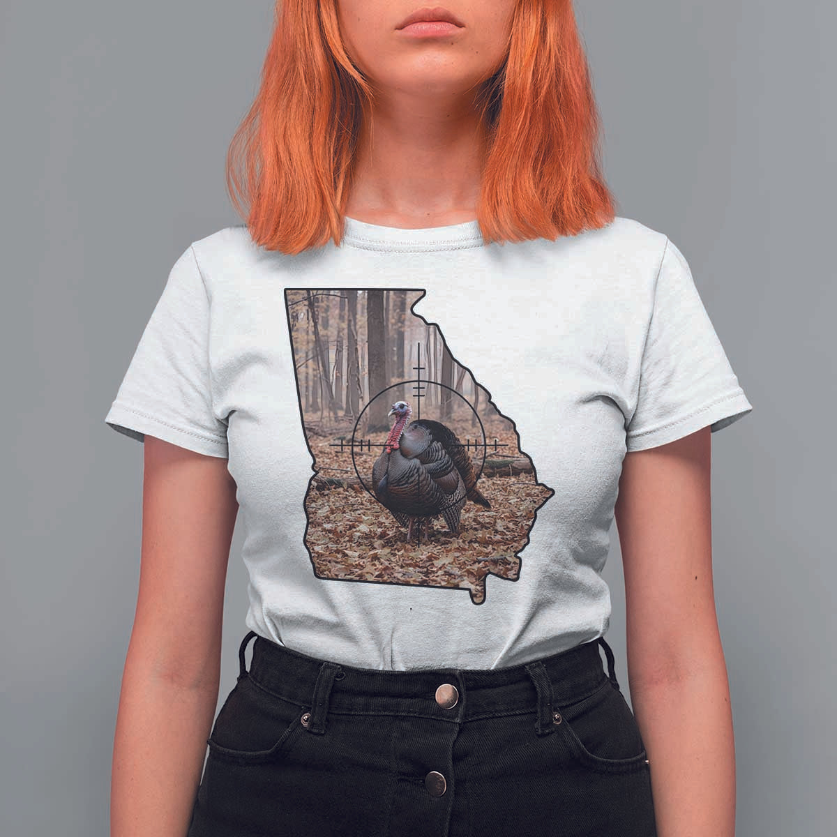 Georgia Turkey Hunting T Shirt For Women Camo American Flag Hunter Gift - Wonder Print Shop