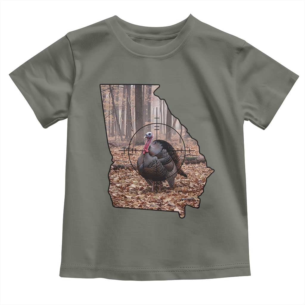 Georgia Turkey Hunting Toddler T Shirt Camo American Flag Hunter Gift - Wonder Print Shop